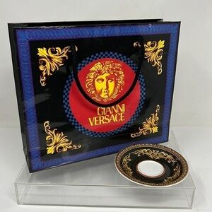 Versace Medusa Black Gold Coffee Saucer with Original Shopping Bag